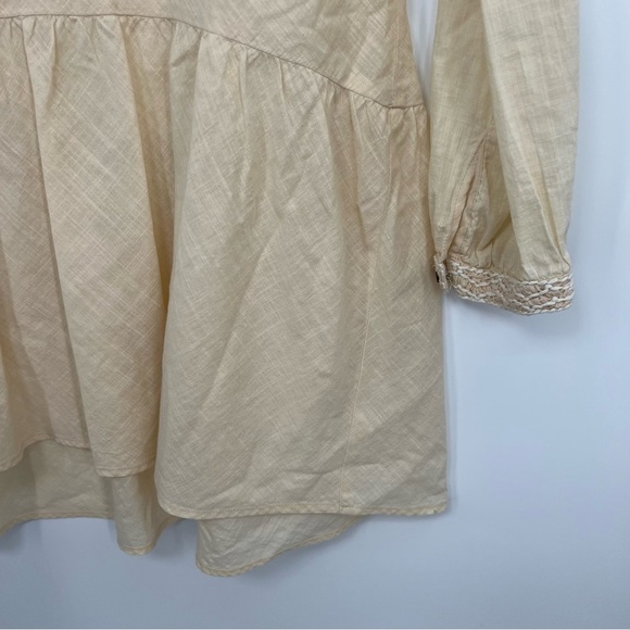 Hoss Intropia Beige Peplum Sheer Embroidered Tassel Blouse Shirt Top FR3 US 6 - Picture 7 of 10